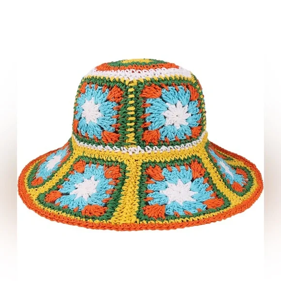 Boho Crochet Straw Hat - Picture 1 of 10